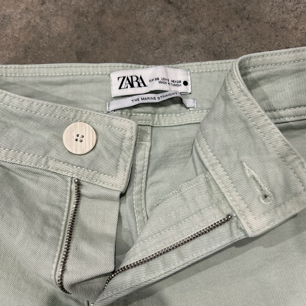 super cute green zara high rise jeans